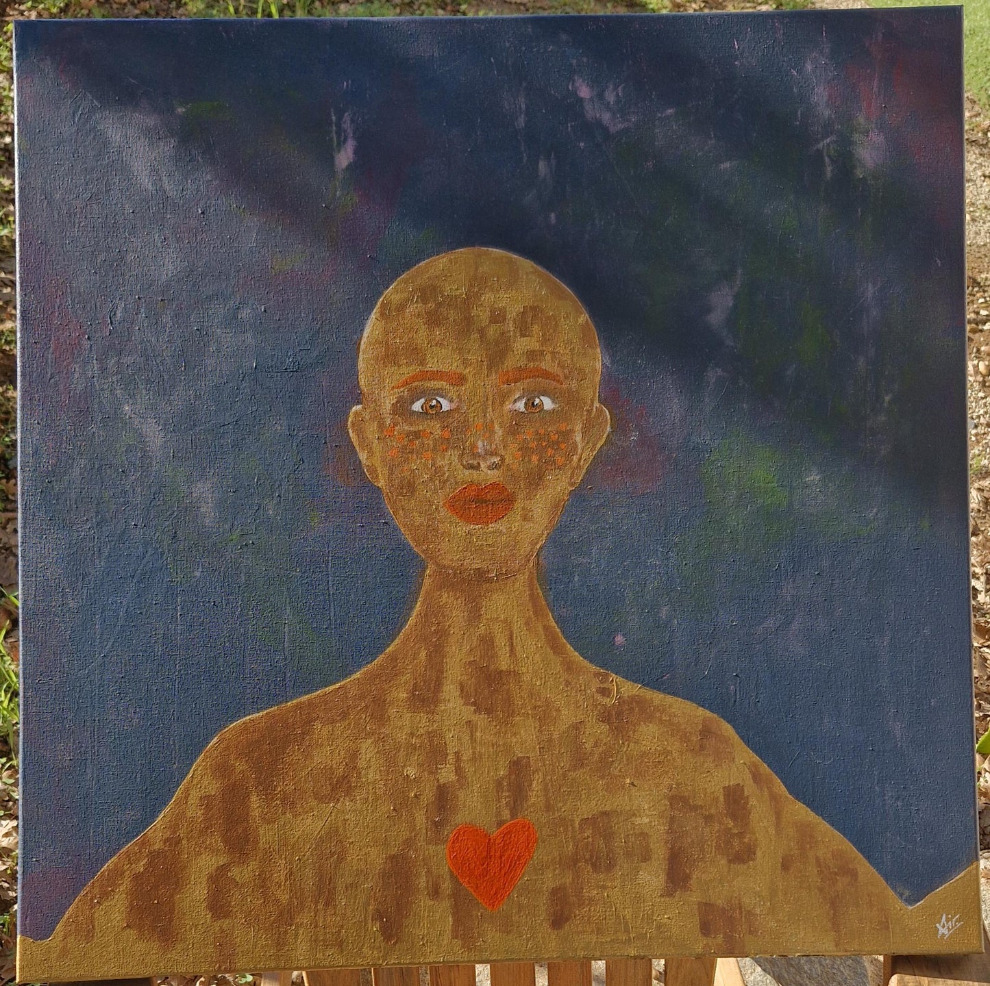 Œuvre Originale, Acrylique texturé sur toile .
Personnage bronze et or
Dimension 70x70cm