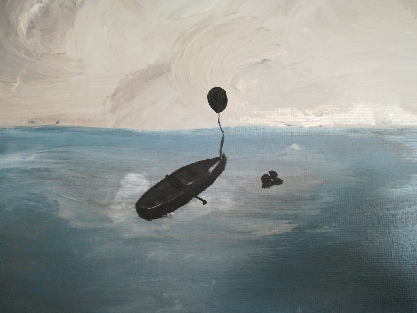 Œuvre Originale, Acrylique sur toile .
Un bateau, un soir de pleine Lune et 2 amoureux