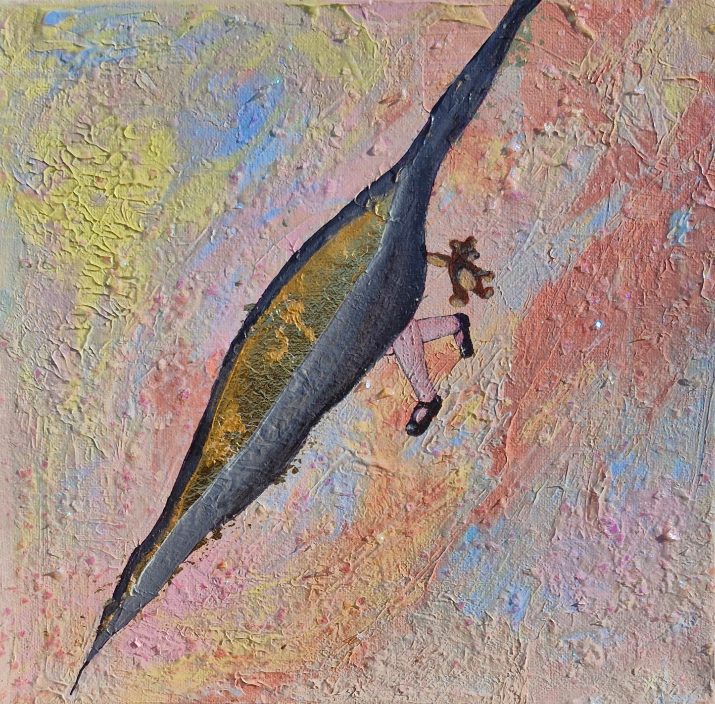 Œuvre Originale, Acrylique sur toile
Petite fille en rouge dans un fond pastel