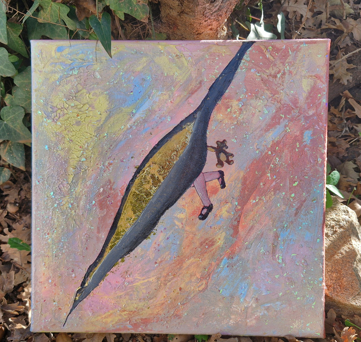 Œuvre Originale, Acrylique sur toile
Petite fille en rouge dans un fond pastel