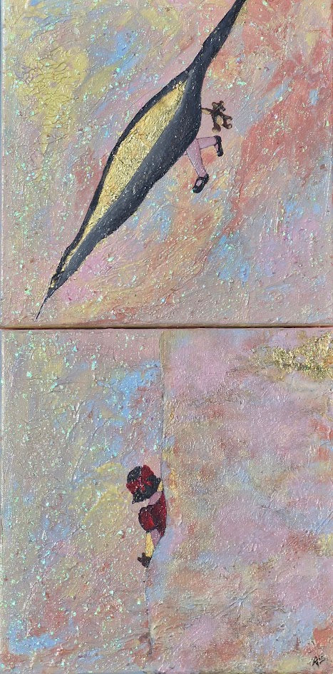 Œuvre Originale, Acrylique sur toile
Petite fille en rouge dans un fond pastel