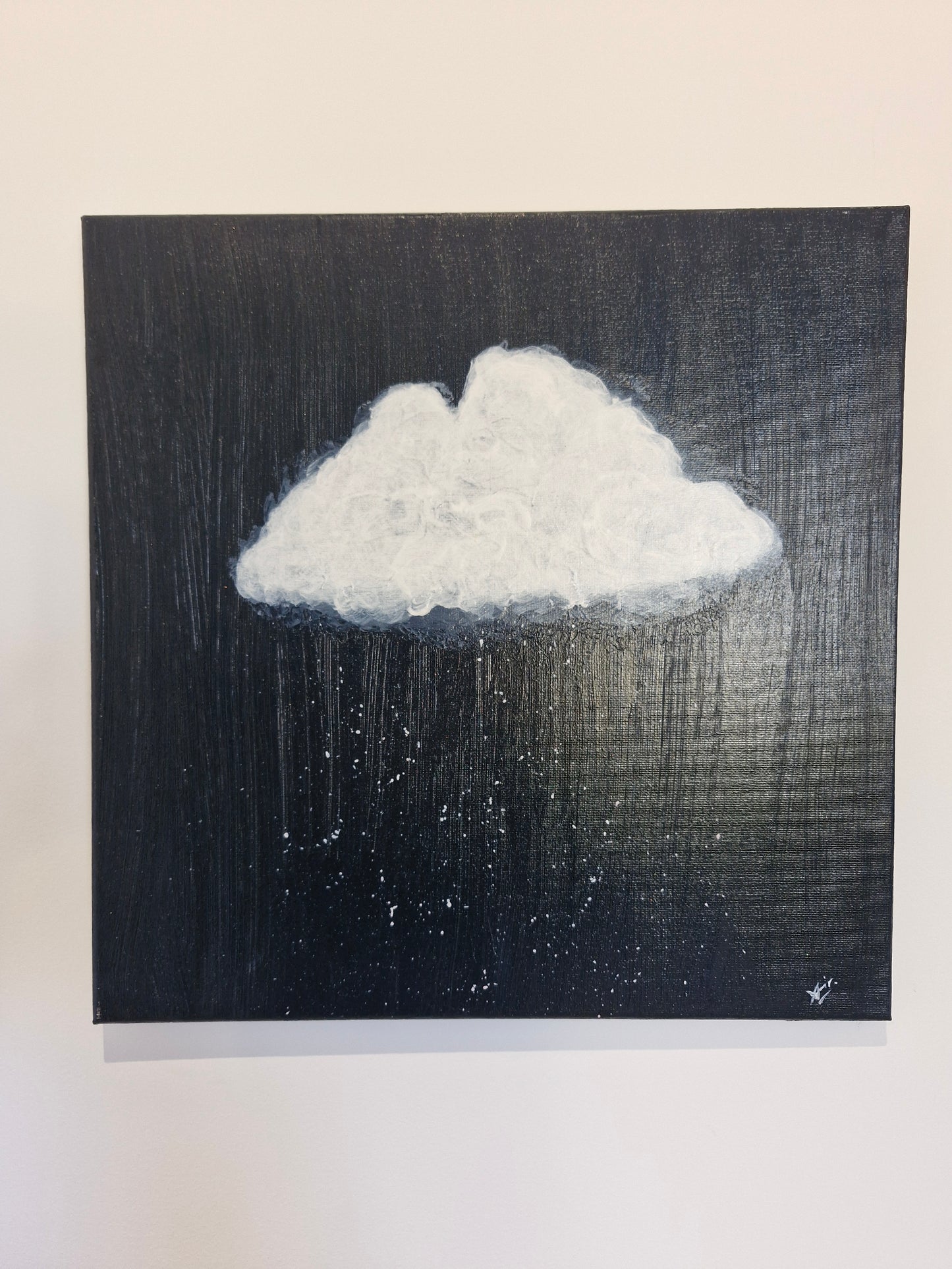 Œuvre Originale, Acrylique texturé sur toile .
Nuage et neige dans un ciel de nuit