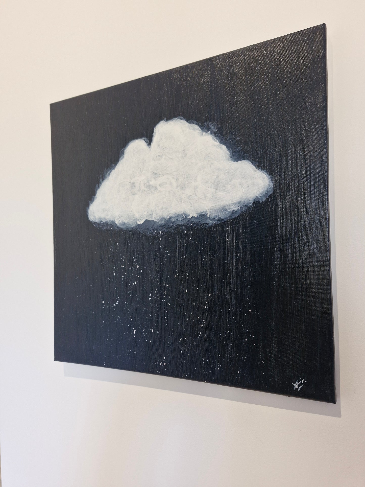 Œuvre Originale, Acrylique texturé sur toile .
Nuage et neige dans un ciel de nuit