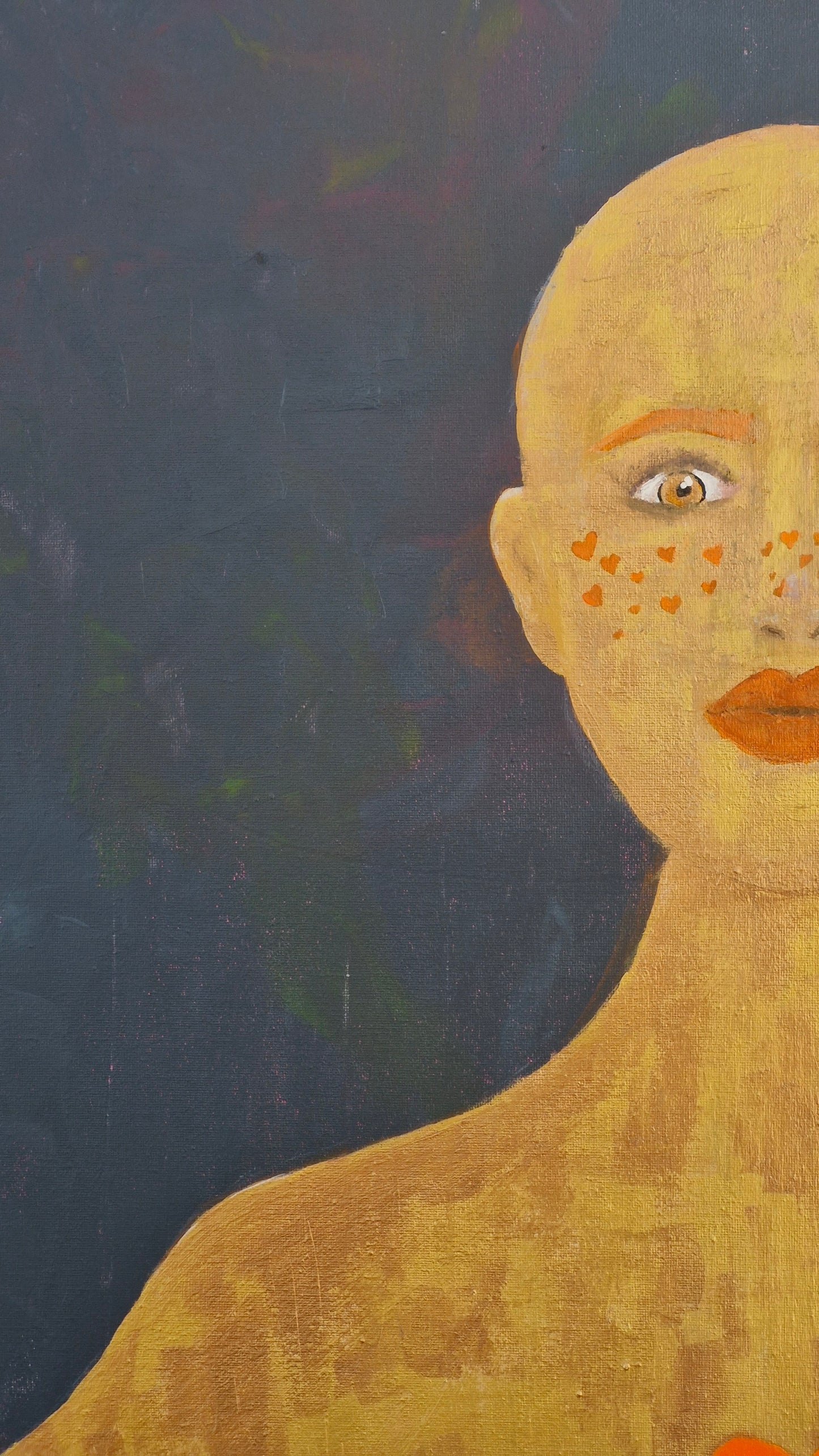 Œuvre Originale, Acrylique texturé sur toile .
Personnage bronze et or
Dimension 70x70cm