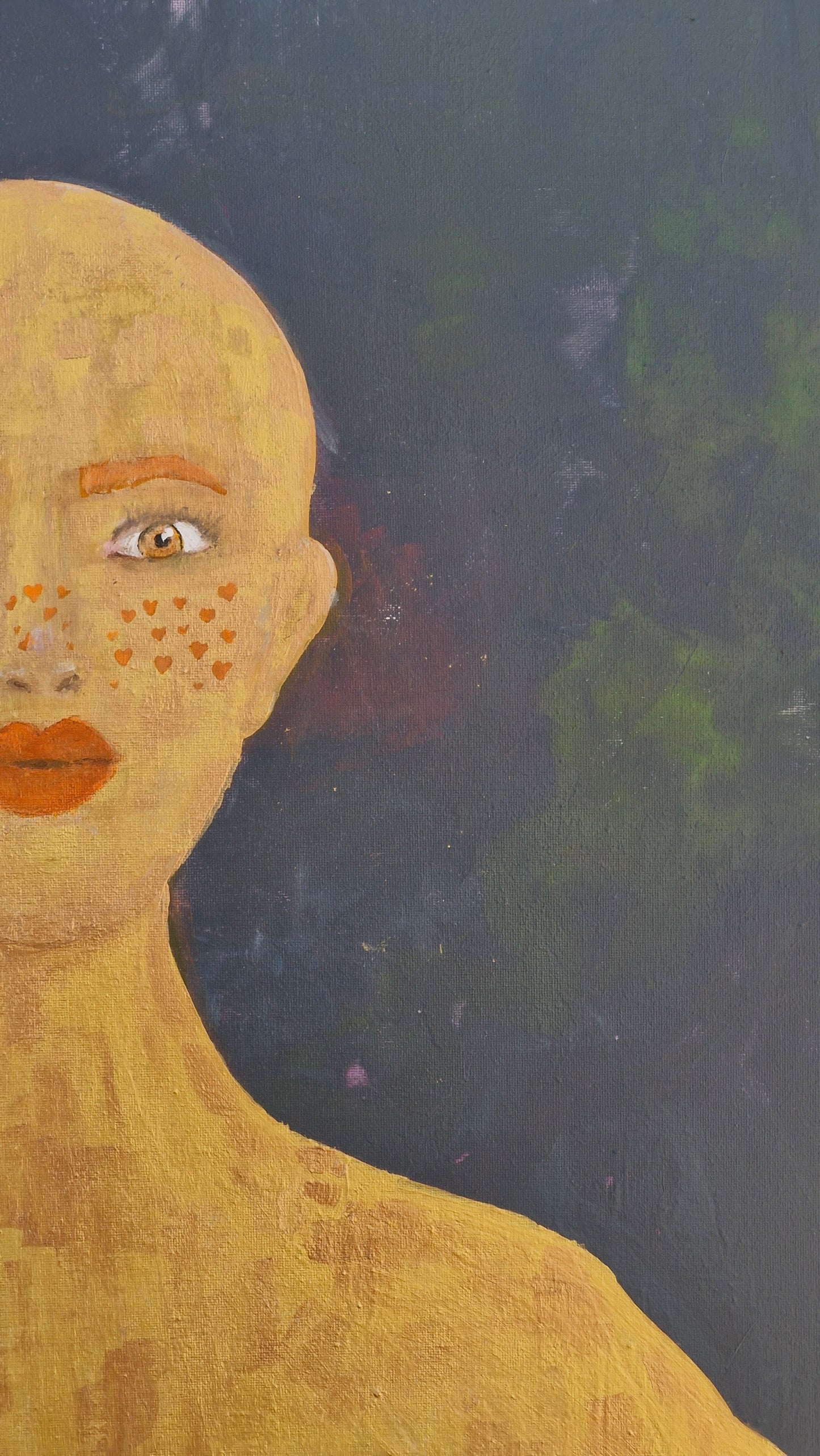 Œuvre Originale, Acrylique texturé sur toile .
Personnage bronze et or
Dimension 70x70cm