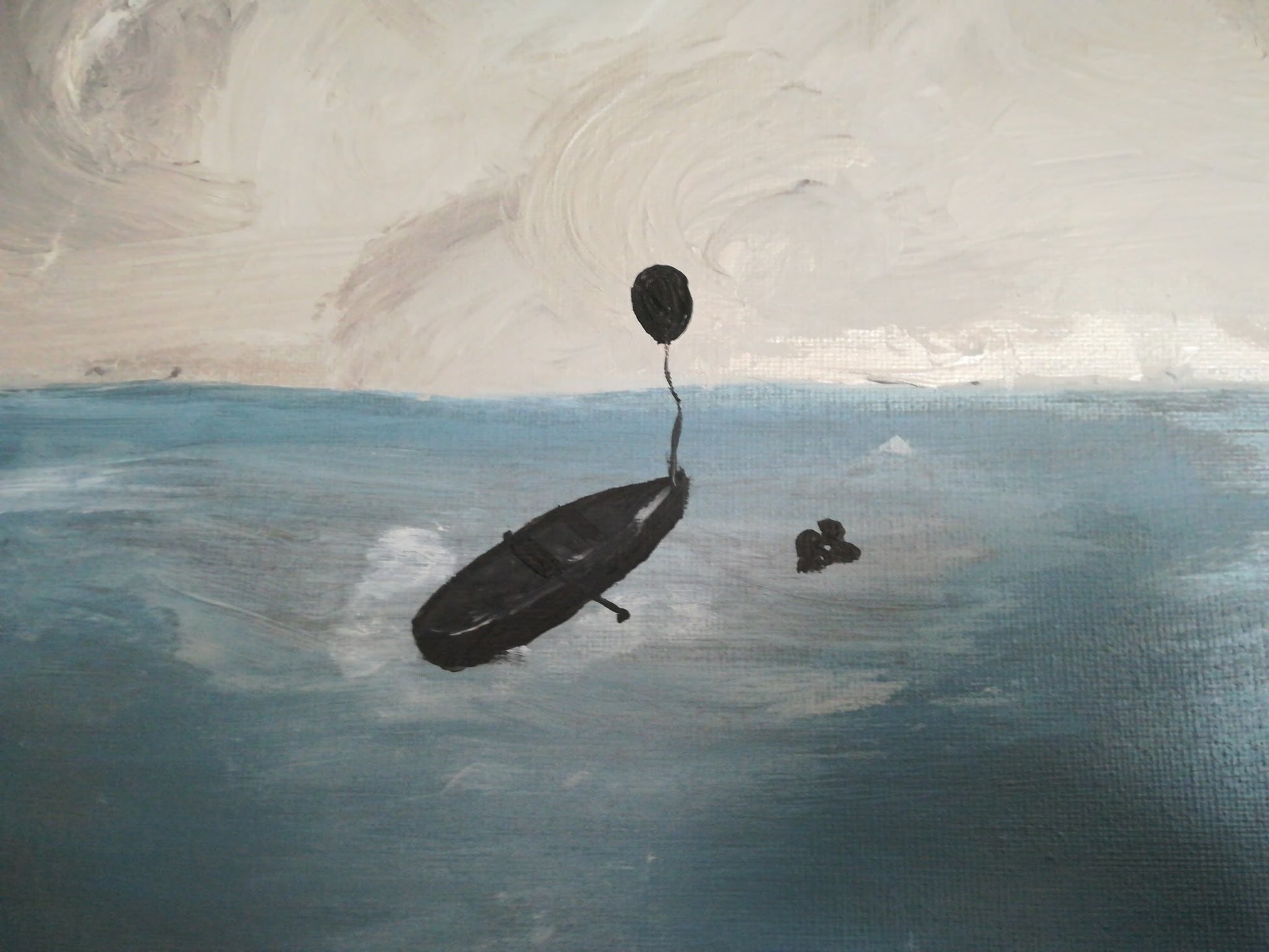 Œuvre Originale, Acrylique sur toile .
Un bateau, un soir de pleine Lune et 2 amoureux