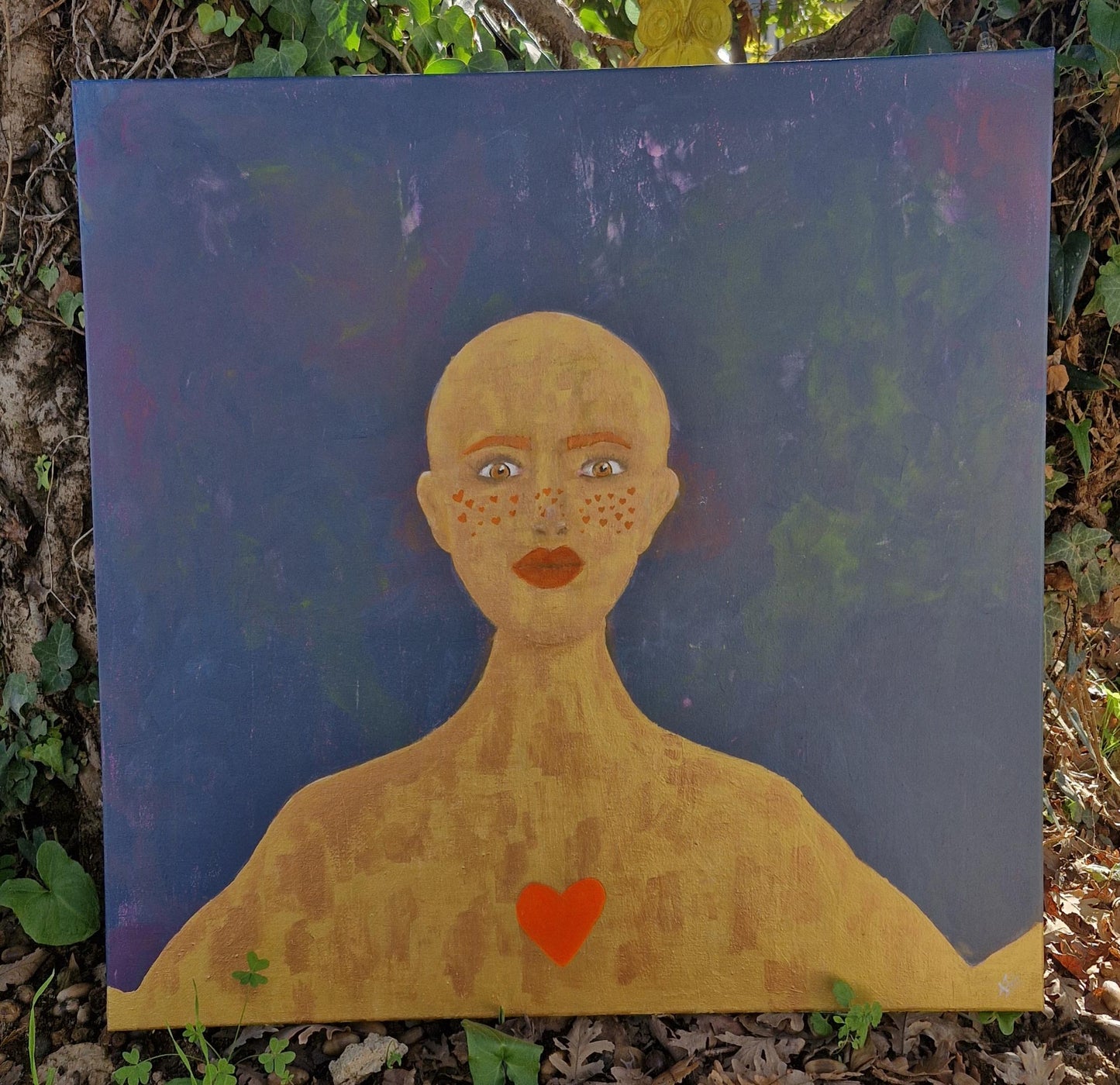 Œuvre Originale, Acrylique texturé sur toile .
Personnage bronze et or
Dimension 70x70cm