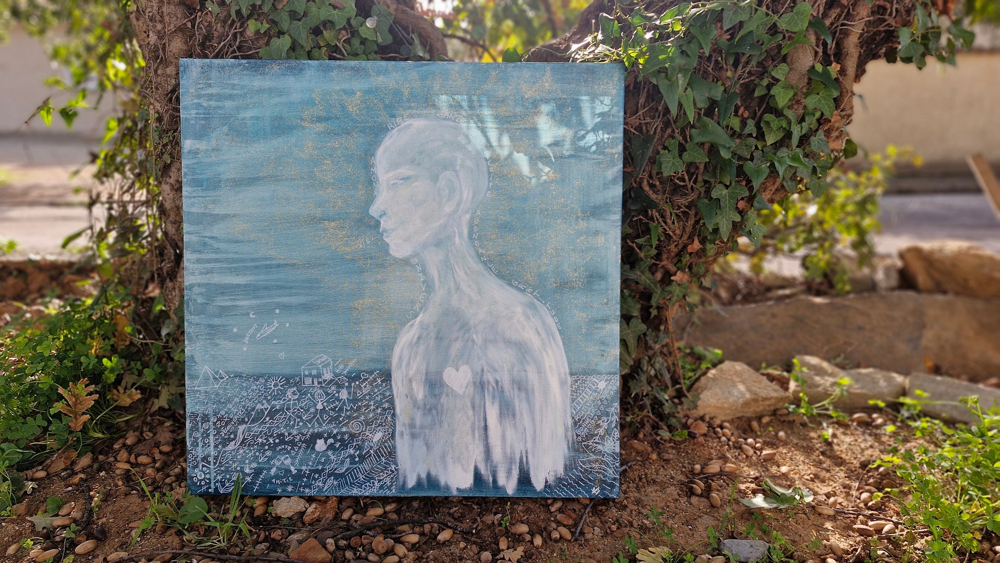 Œuvre Originale, Acrylique sur toile 
Entité sur fond bleu
Dimension 70x70 cm
Univers est une célébration de l'unité de tous les êtres et de la puissance de la gratitude, la manifestation, il rayonne d'une lumière intérieure, symbolisant notre capacité à co-créer notre réalité.